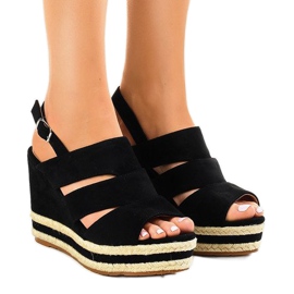Sorte espadriller på kilehælen FG6