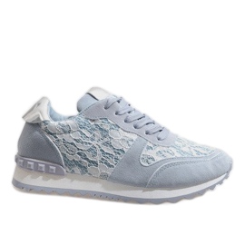Blå sneakers med G-100 blonder
