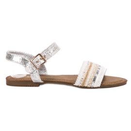 SHELOVET Sandaler med pailletter hvid