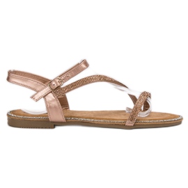 SHELOVET Klassiske sandaler med cubic zirconia gul