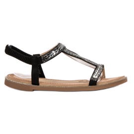 Forever Folie Slip-on sandaler med krystaller sort