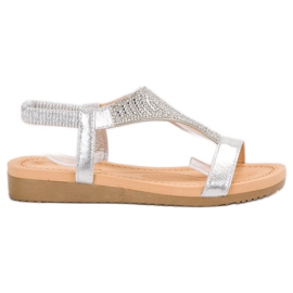 Top Shoes Stilfulde sølv sandaler grå