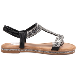 Bello Star Dekorerede sorte sandaler