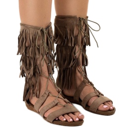 Taupe flade gladiator sandaler D-41 beige