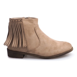 Boho-stil ruskindstøvler 8355 Beige