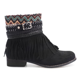 Warm Booties Boho Fringes 7303-1 Sort