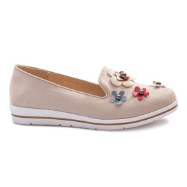 Beige flerblomsterkilehæl