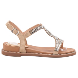 Bello Star Sandaler i ruskind med krystaller brun