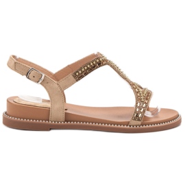 Bello Star Sandaler i ruskind med krystaller brun