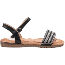 Emaks Sandaler med cubic zirconia sort