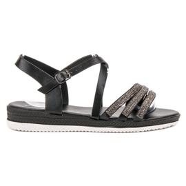 SHELOVET Komfortable sorte sandaler