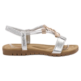 Top Shoes Sølvpyntede sandaler grå