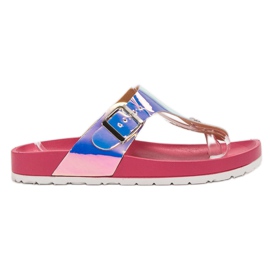 Ideal Shoes Klip-klapper i Holo-effekt lyserød