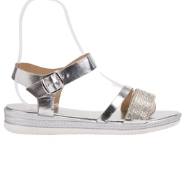 SHELOVET Moderigtige sandaler med cubic zirconia grå