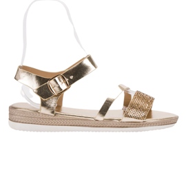 SHELOVET Moderigtige sandaler med cubic zirconia gylden