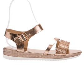 SHELOVET Moderigtige sandaler med cubic zirconia lyserød gul