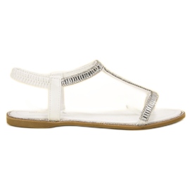 SHELOVET Flade sandaler med krystaller hvid