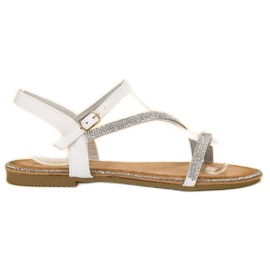 SHELOVET Klassiske sandaler med cubic zirconia hvid