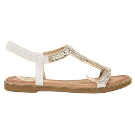 Forever Folie Slip-on sandaler med krystaller hvid
