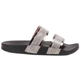 Ideal Shoes Kvinders hjemmesko med cubic zirconia grå