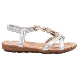 SHELOVET Flade sandaler med ornamenter grå