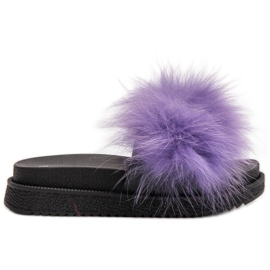 SHELOVET Hjemmesko med pels violet