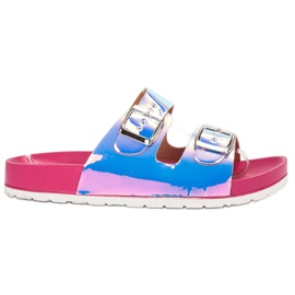 Ideal Shoes Hjemmesko til spænder i Holo grå