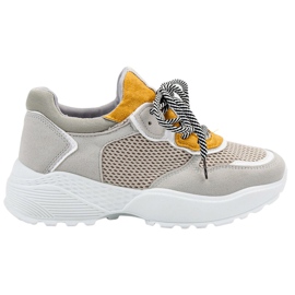 SHELOVET Moderigtige sneakers grå gul