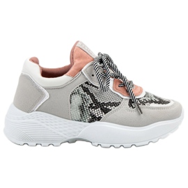 SHELOVET Moderigtige Snake Print Sneakers grå
