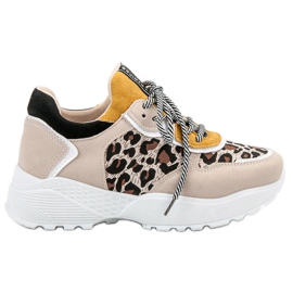 SHELOVET Moderigtige sneakers i leopardprint brun