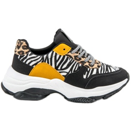 SHELOVET Animal Print Sneakers sort flerfarvet