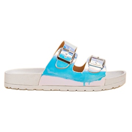 Ideal Shoes Hjemmesko til spænder i Holo grå