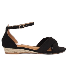 Sorte sandaler espadrilles 9R121 Sort