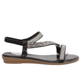 KM-33 Sorte asymmetriske sorte sandaler