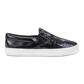 SHELOVET Slipons med pailletter sort