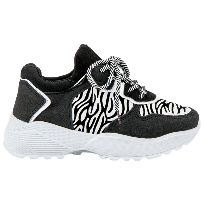 SHELOVET Moderigtige Zebra Print Sneakers hvid sort