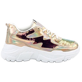 SHELOVET Gyldne sneakers med pailletter gylden