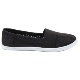 SHELOVET Slip-on sneakers med glitter sort