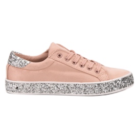 SHELOVET Sneakers med glittersål lyserød grå
