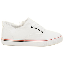 SHELOVET Hvide tekstil sneakers