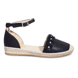 Sorte espadriller med Favara blomster