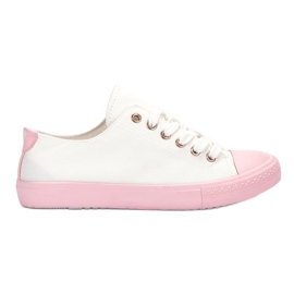 SHELOVET To-farve sneakers hvid lyserød