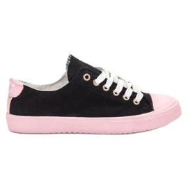 SHELOVET To-farve sneakers sort lyserød