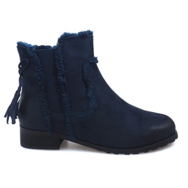 Varme støvler Jodhpur støvler Fur W156 Navy marine blå