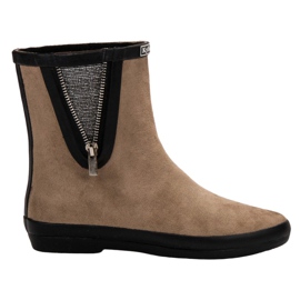 Kylie Suede Galoshes med dekorativ lynlås beige