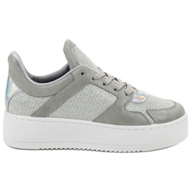 Ideal Shoes Sneakers med glitter grå