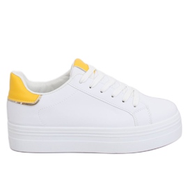 Højsålede sneakers hvide og gule B0-31 HVID / GUL