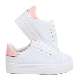 Sneakers på en høj sål hvid og pink B0-31 HVID / ROSE