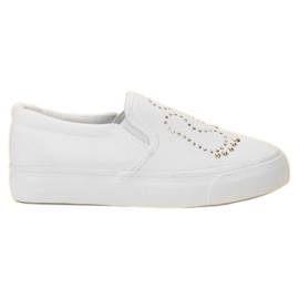 J. Star Slipons med rhinestones hvid