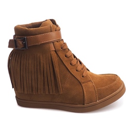 Suede Sneakers Boho Fringe 2030 Camel brun
